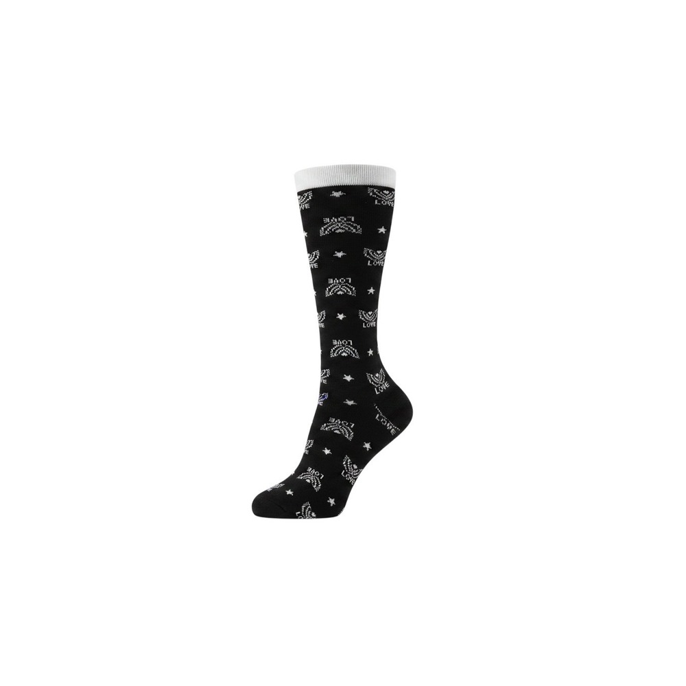 Claire's Over The Knee Socks Womens 9-11 Black New Love Heart Star Winged Knit